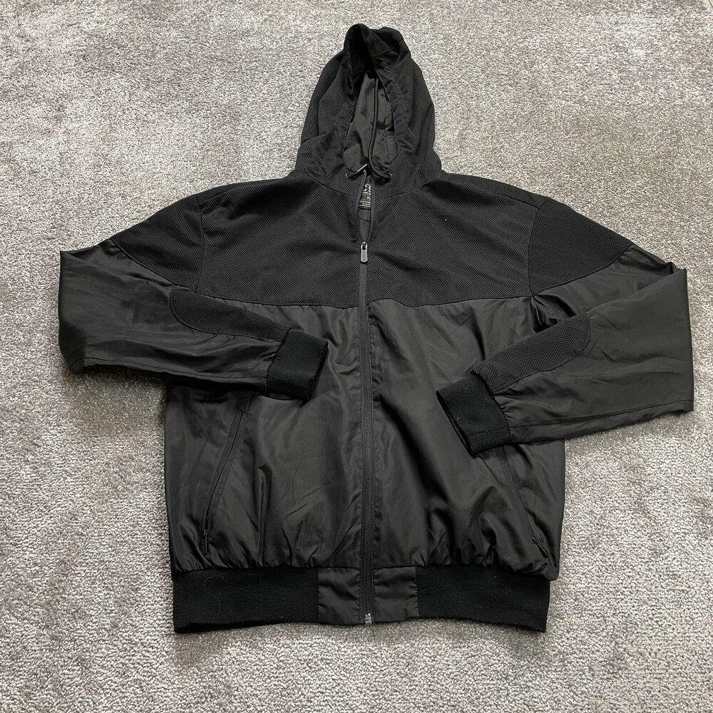 CSG Champs Sports Gear Jacket Mens Medium Black Windbreaker Full Zip Hoodie